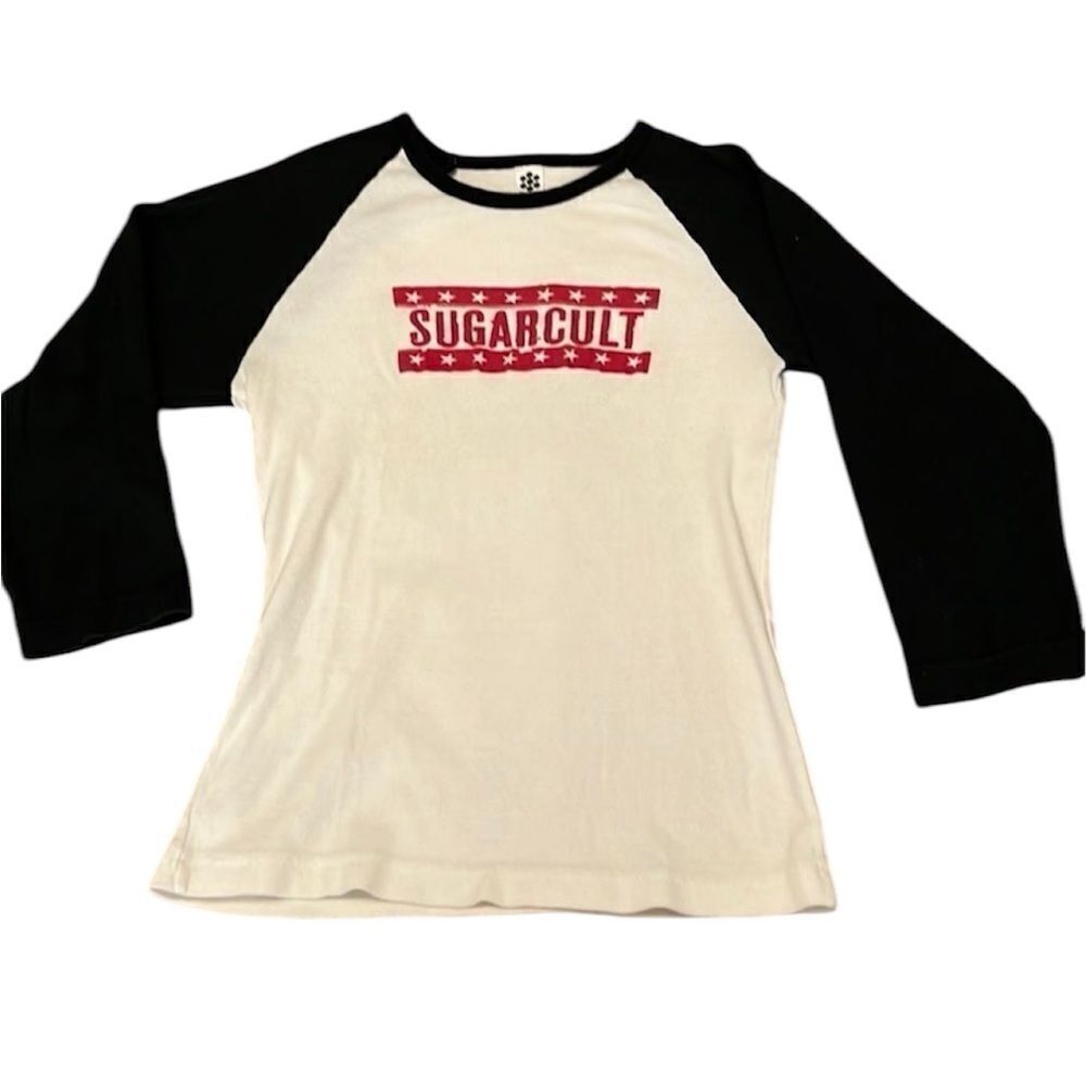 Vintage Sugarcult szM/os raglan sleeve band T-shirt GVC does show signs of wear